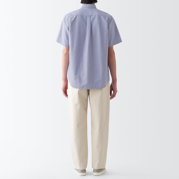 Camisas Muji Washed Oxford Button Down Short Sleeve Masculino Roxo | SU6O1M02O