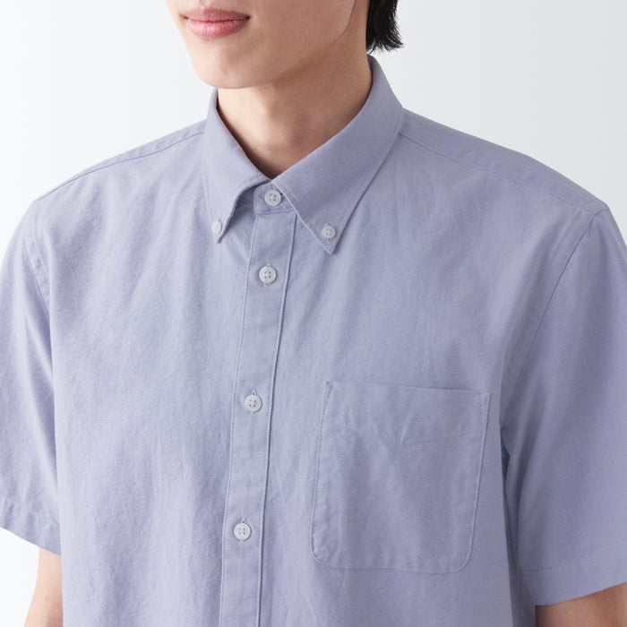 Camisas Muji Washed Oxford Button Down Short Sleeve Masculino Roxo | SU6O1M02O