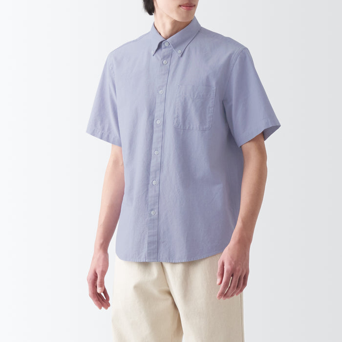 Camisas Muji Washed Oxford Button Down Short Sleeve Masculino Roxo | SU6O1M02O