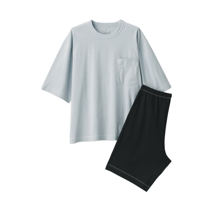 Pijamas Muji Moisture-Wicking Cotton Short Sleeve Loungewear Masculino Cinzentas | TX0A4N21O