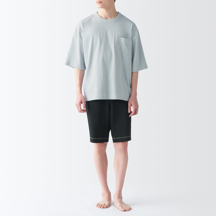 Pijamas Muji Moisture-Wicking Cotton Short Sleeve Loungewear Masculino Cinzentas | TX0A4N21O