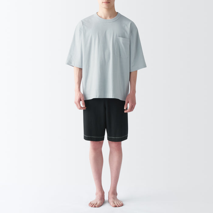 Pijamas Muji Moisture-Wicking Cotton Short Sleeve Loungewear Masculino Cinzentas | TX0A4N21O