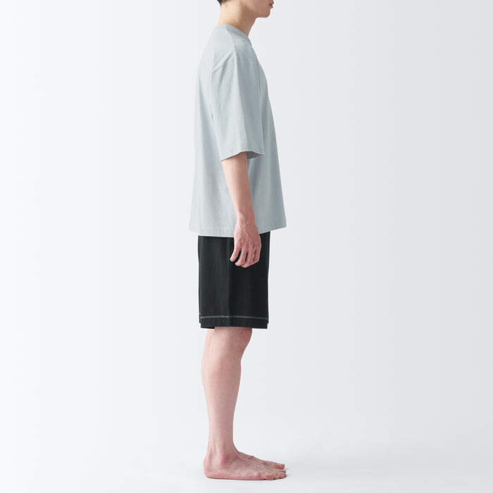 Pijamas Muji Moisture-Wicking Cotton Short Sleeve Loungewear Masculino Cinzentas | TX0A4N21O