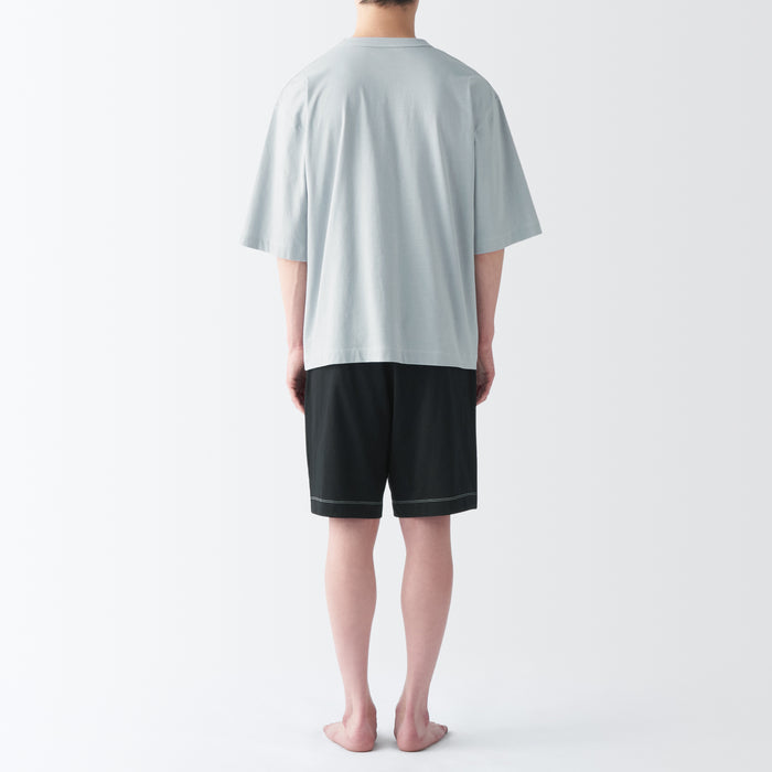 Pijamas Muji Moisture-Wicking Cotton Short Sleeve Loungewear Masculino Cinzentas | TX0A4N21O