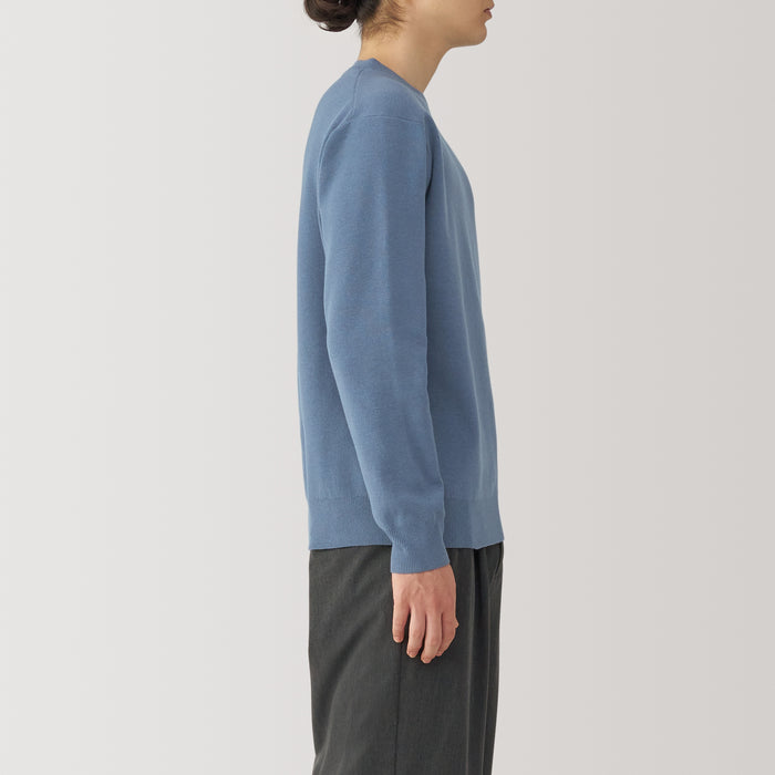 Suéteres Muji Washed Milano Ribbed Crew Neck Masculino Azuis | QW5Q2G73D