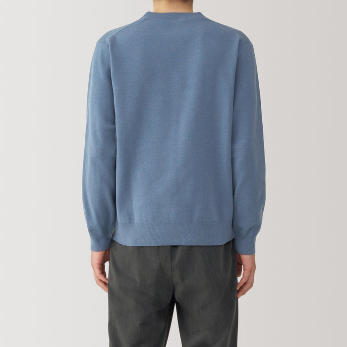 Suéteres Muji Washed Milano Ribbed Crew Neck Masculino Azuis | QW5Q2G73D