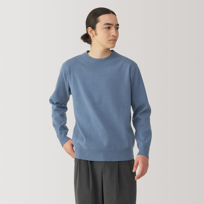 Suéteres Muji Washed Milano Ribbed Crew Neck Masculino Azuis | QW5Q2G73D